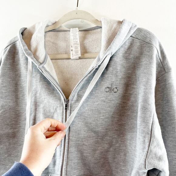 Alo Accolade Full Zip Oversized Hoodie Sweatshirt Heather Gray XXS - Picture 6 of 6